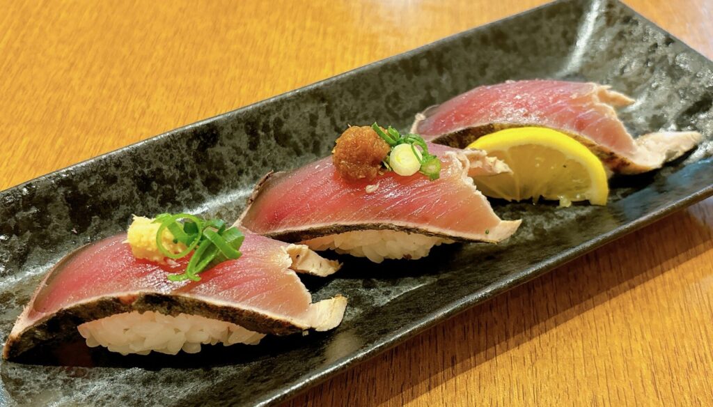 かつお食べ比べ(生姜・ポン酢・岩塩)